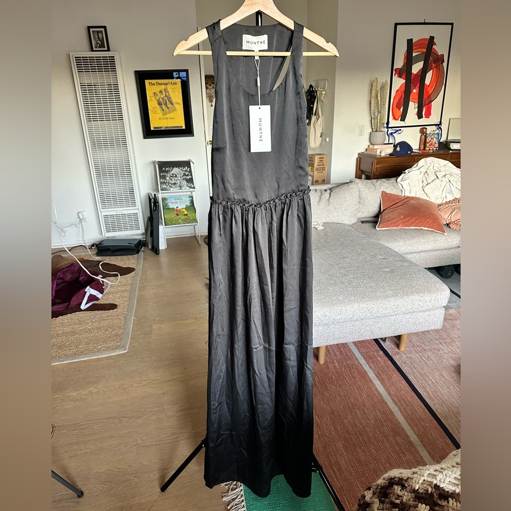 Munthe NWT Black Sleeveless Twist-Back Maxi Dress Size 8